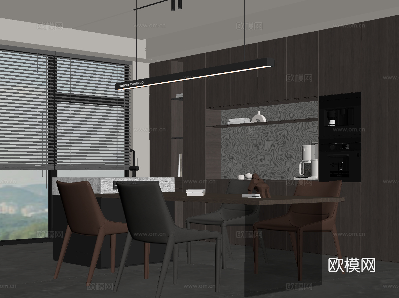 现代餐厅 餐桌椅 岛台 餐桌椅su模型