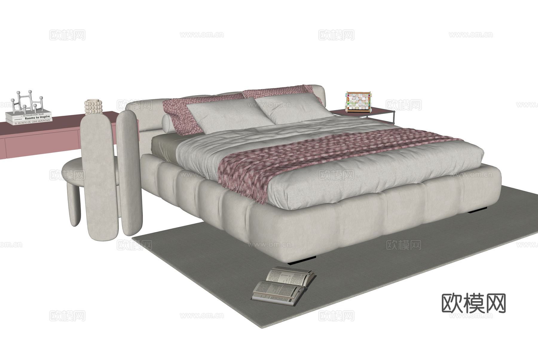 现代儿童床 单人床su模型