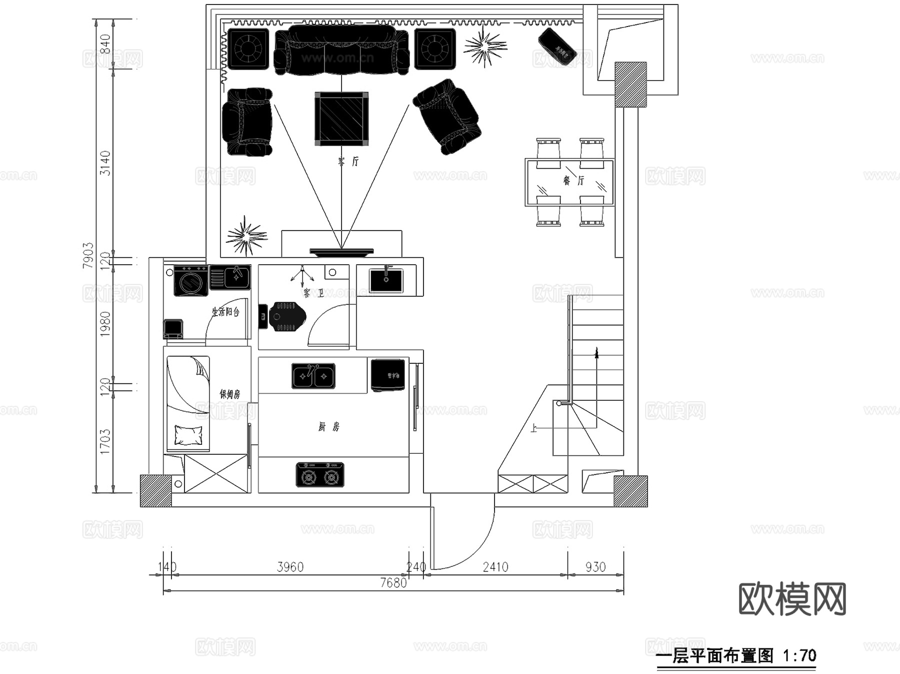 欧式二层别墅室内家装CAD施工图cad施工图