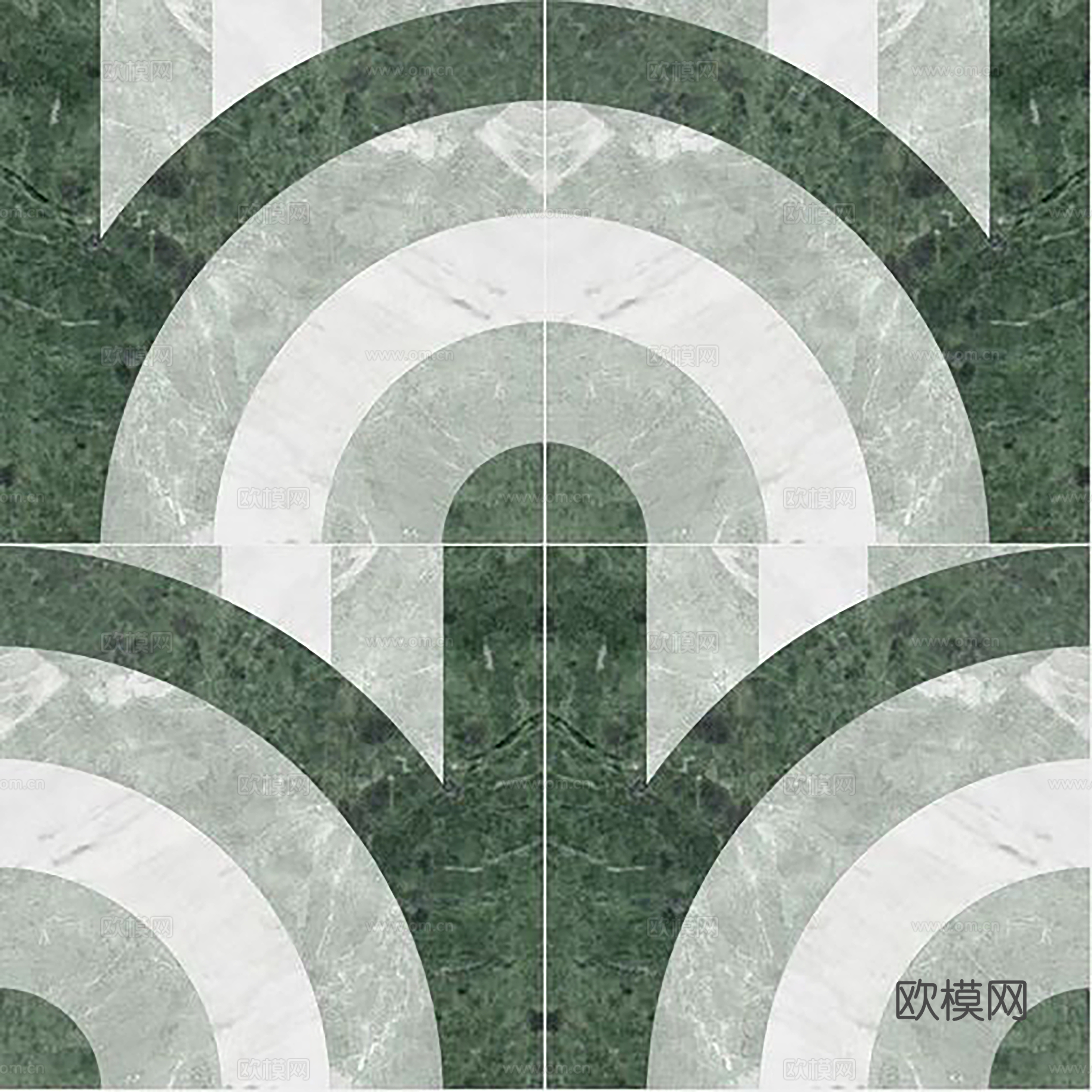 现代轻奢绿色石材拼花 拼花大理石