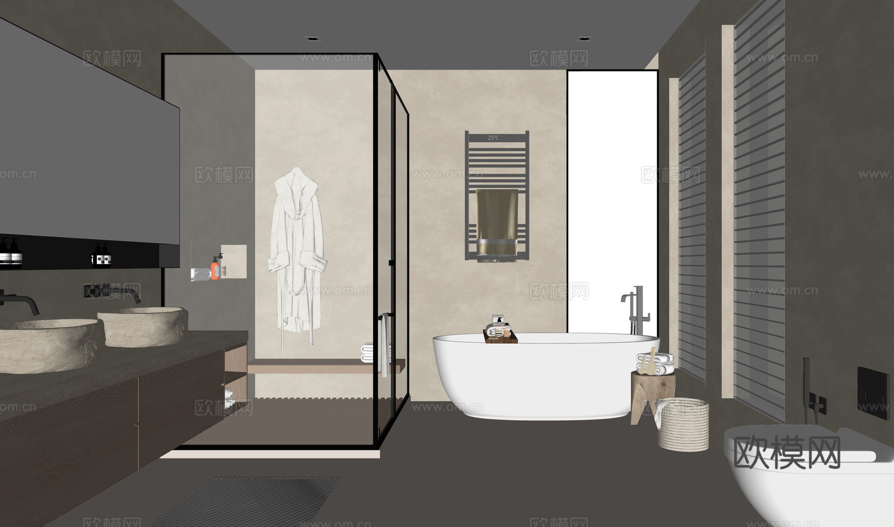 现代民宿卫生间 酒店卫生间 洗手台su模型