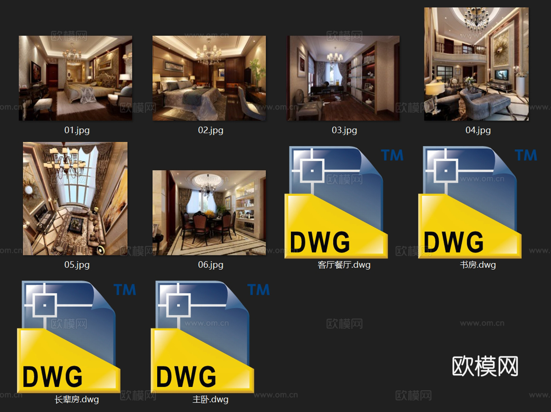 欧式二层跃层室内家装CAD施工图cad施工图