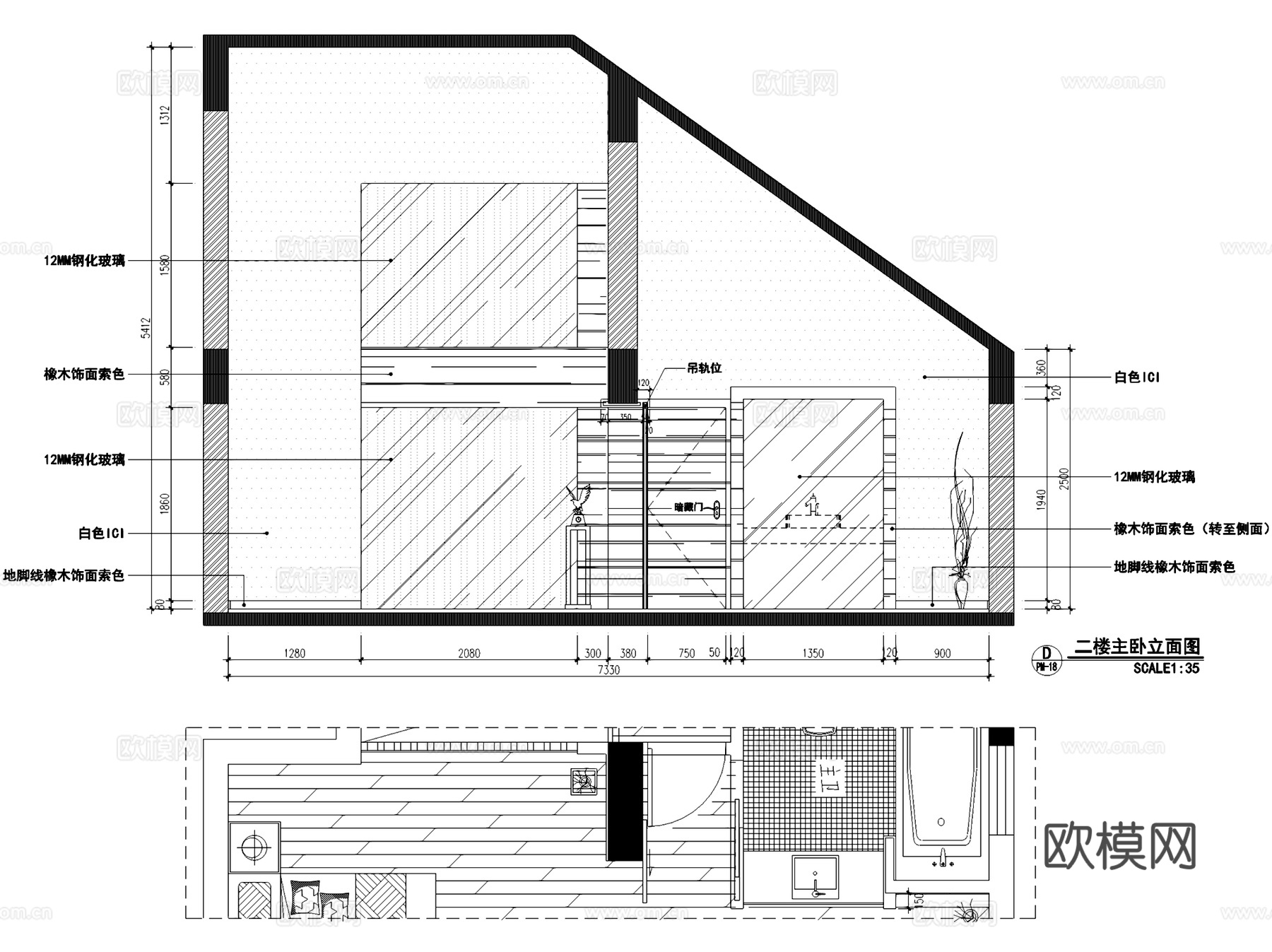 40栋601样板房现代二层复式室内家装CAD施工图cad施工图