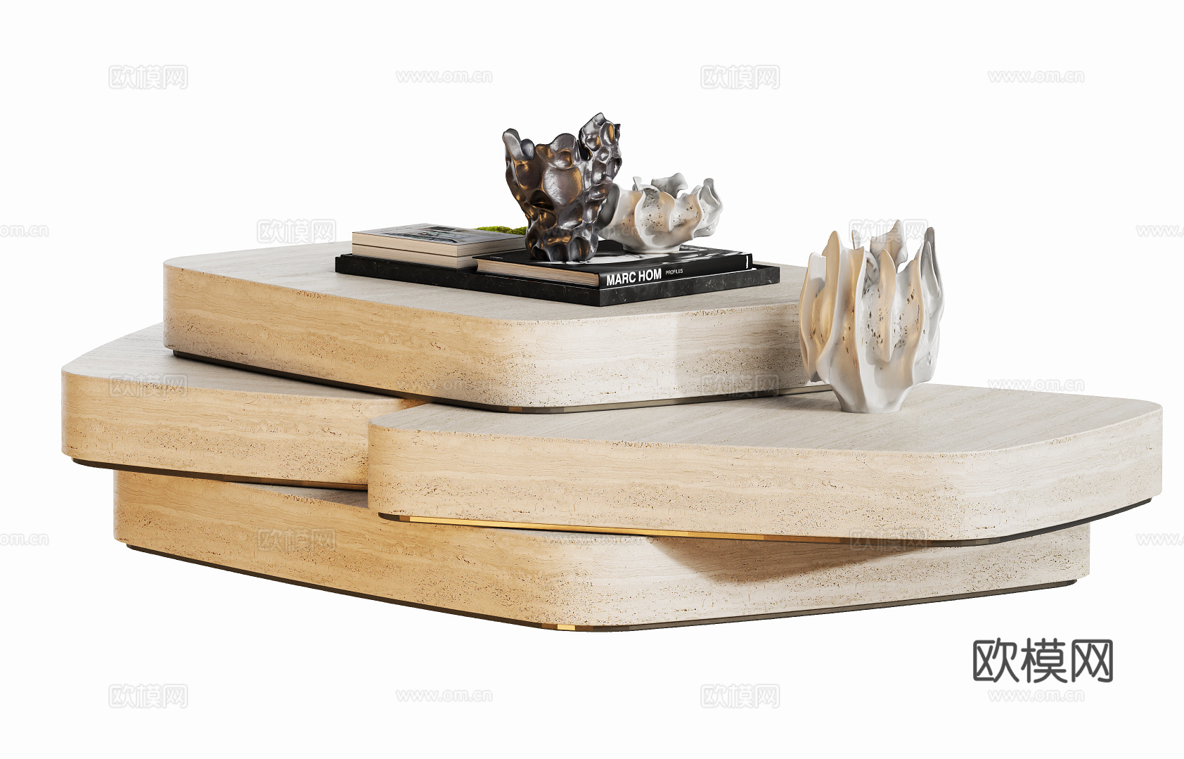现代石材客厅茶几su模型