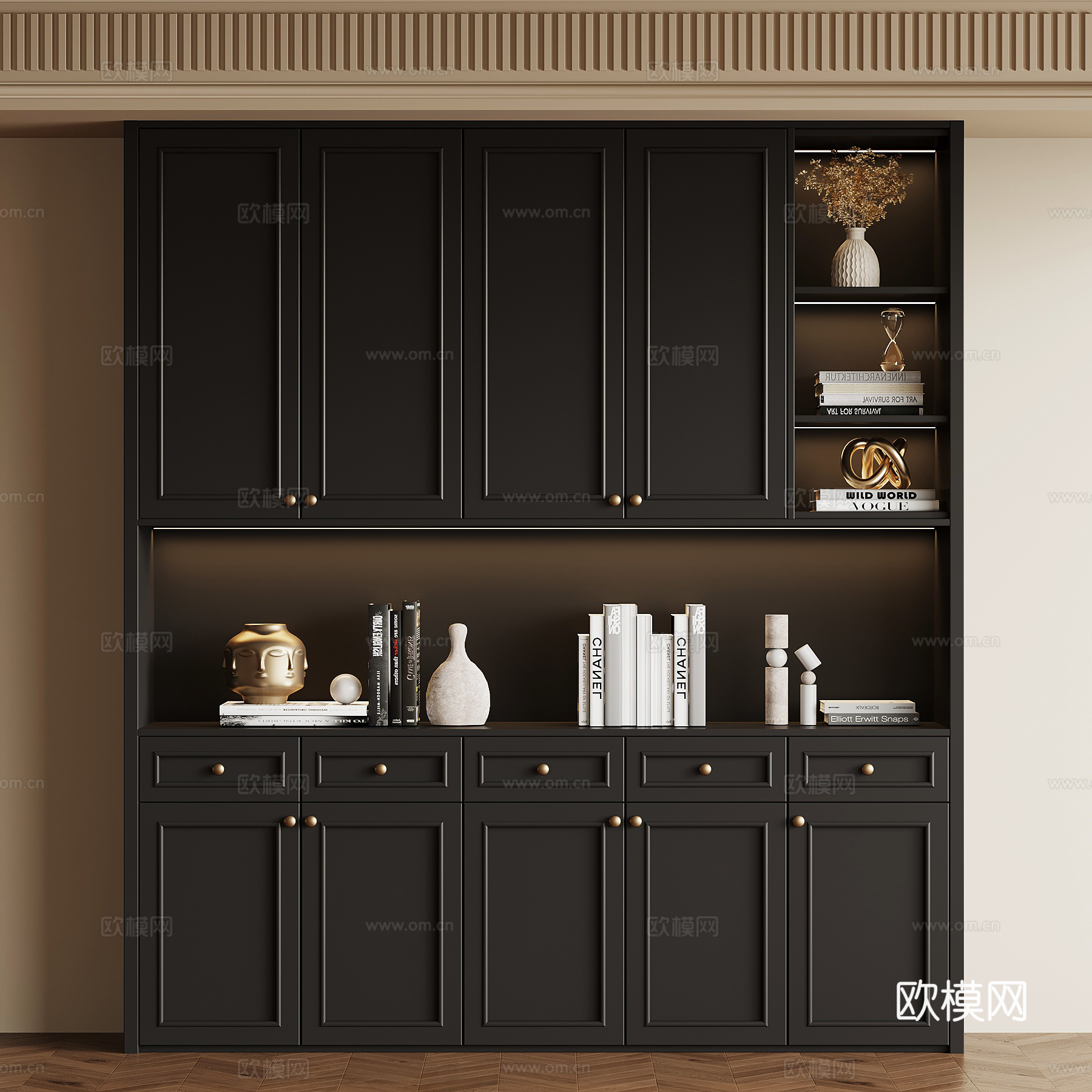 法式复古书柜su模型