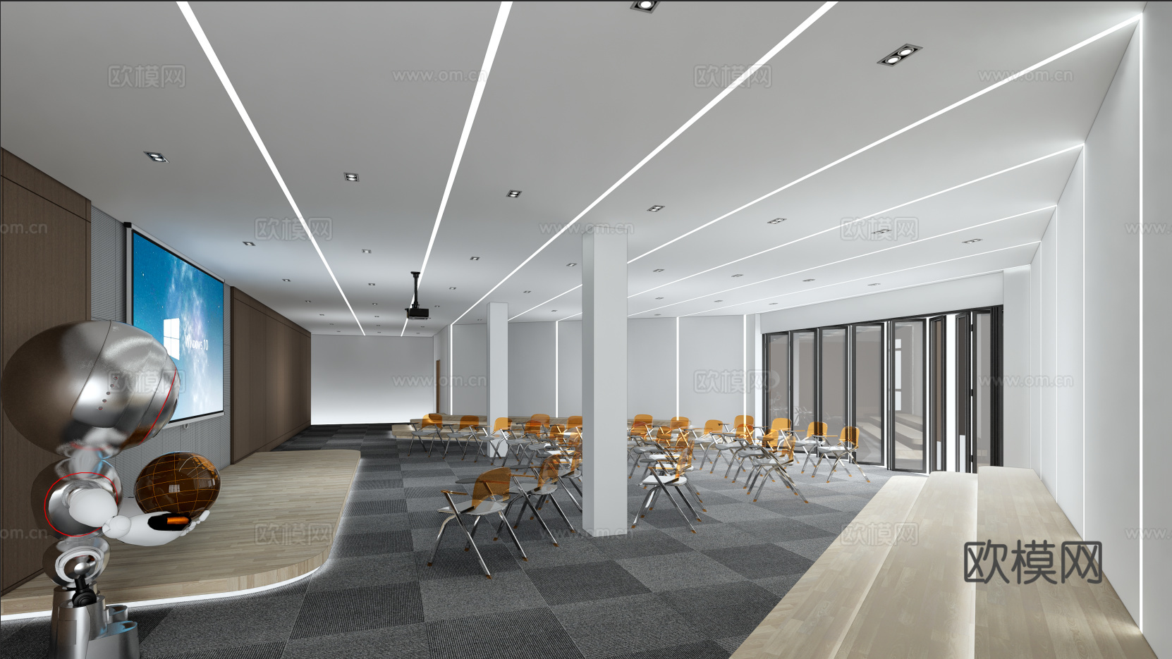 现代报告厅 路演厅 汇报厅 讲台su模型