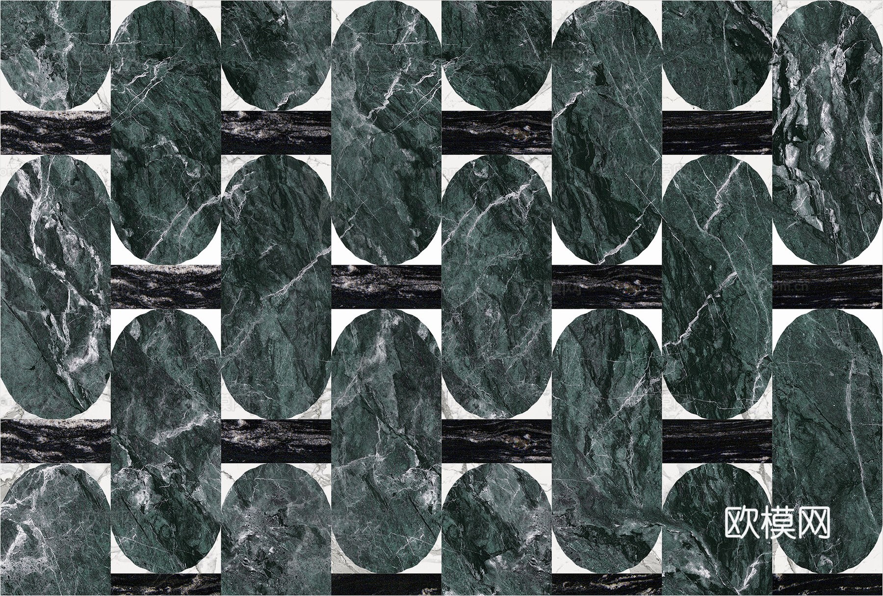 现代新中式自然绿色石材拼花贴图