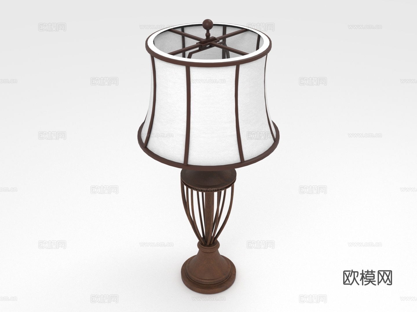 台灯 灯罩 木质底座 家居照明 装饰灯具3d模型下载（渲染图1）