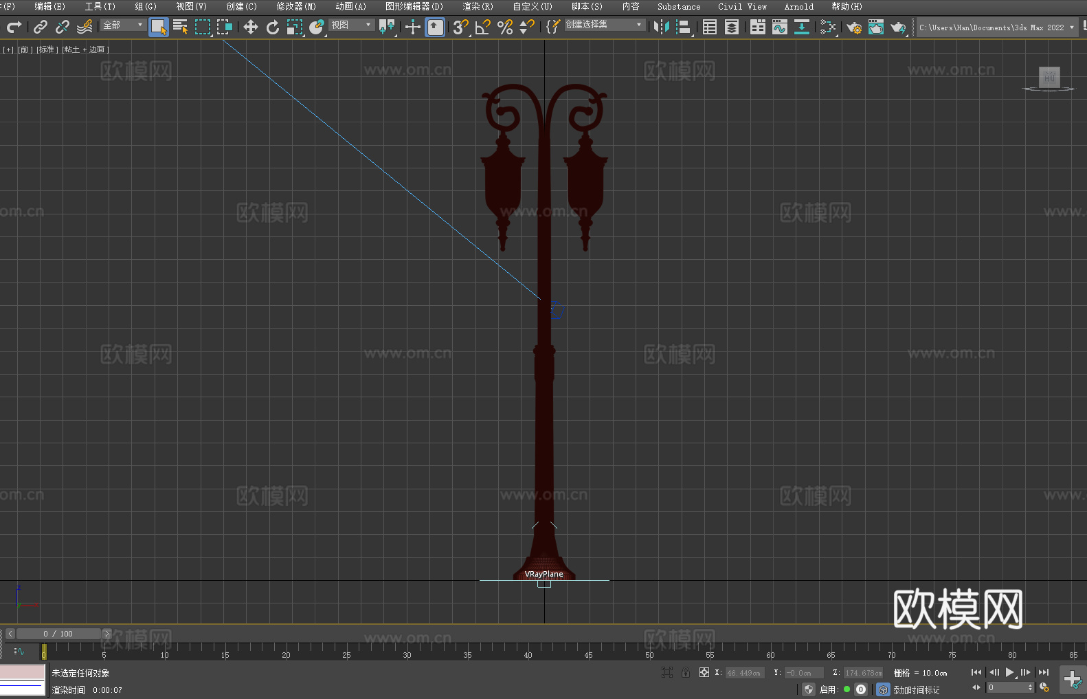 路灯 双头灯 庭院灯 装饰灯 户外灯3d模型下载（渲染图3）