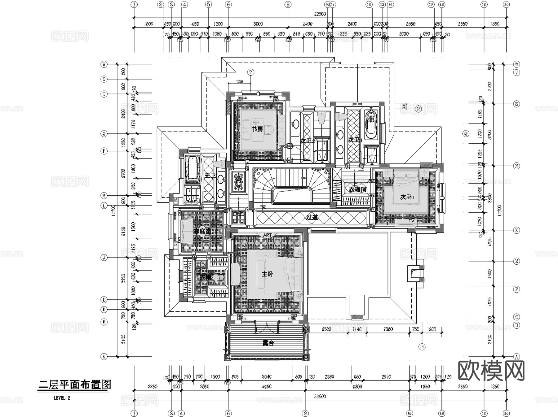 青岛山水太和月光A6#别墅室内家装CAD施工图整套cad施工图