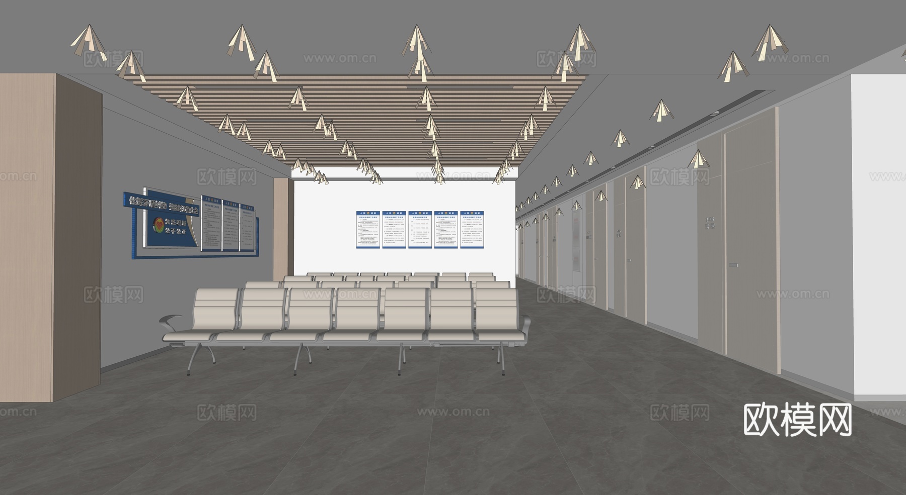 现代办事大厅_社区服务中心_便民服务等待区_党群服务中心_等su模型