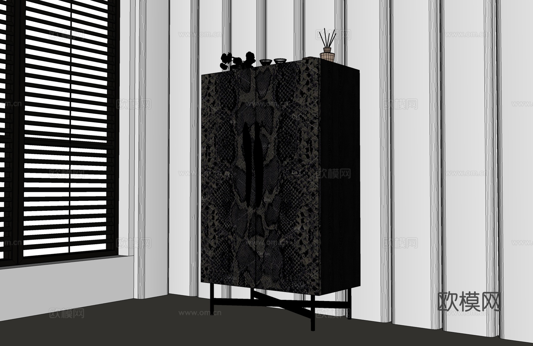 现代意式装饰柜 现代意式边柜 现代意式衣柜su模型