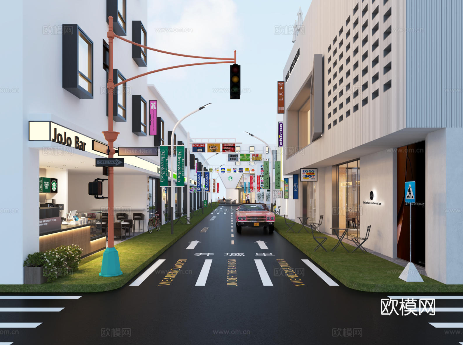 现代商业街网红打卡旅游潮牌店3d模型下载