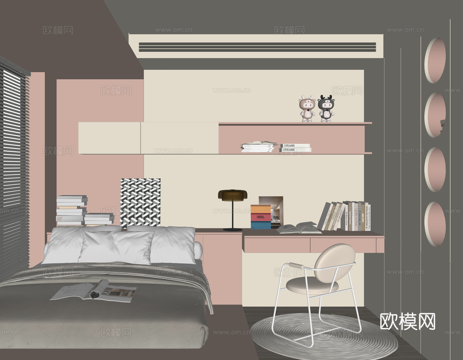 现代榻榻米卧室su模型