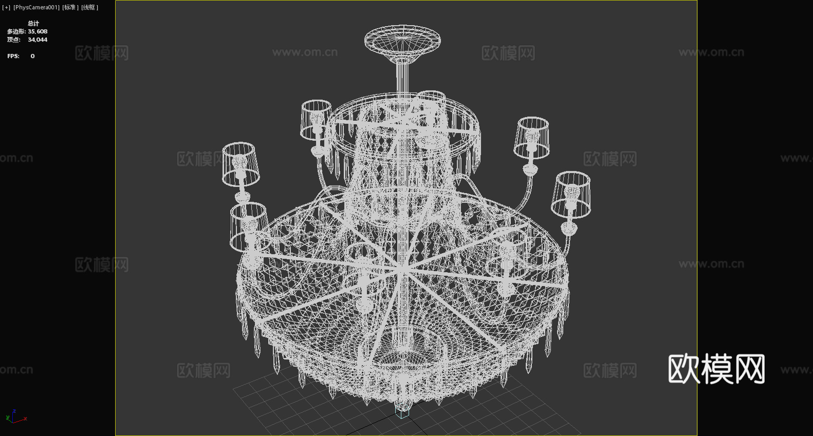 水晶吊灯 客厅灯具 豪华灯饰 多头吊灯 欧式吊灯3d模型下载（渲染图6）