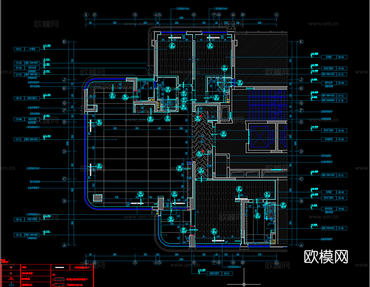 最新20套3居室洋房样板房精装修施工图纸cad施工图