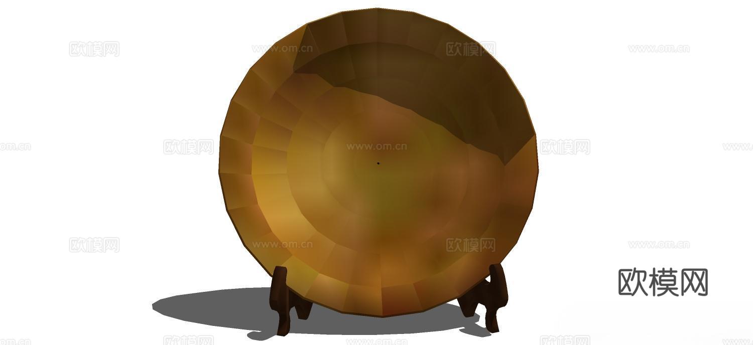 饰品 装饰品 装饰品摆件 铜盘摆件su模型