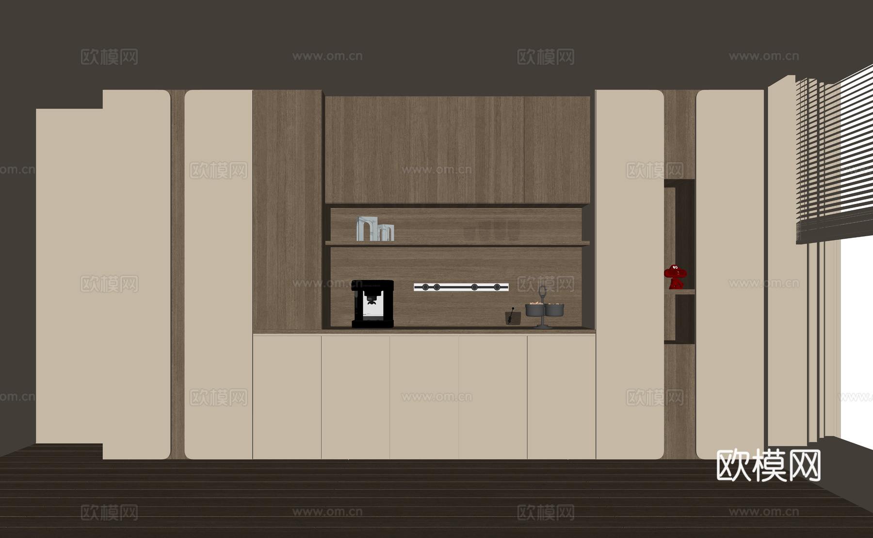 现代酒柜餐边柜su模型