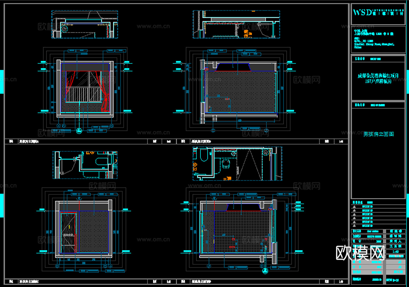 最新20套3居室洋房样板房精装修施工图纸cad施工图