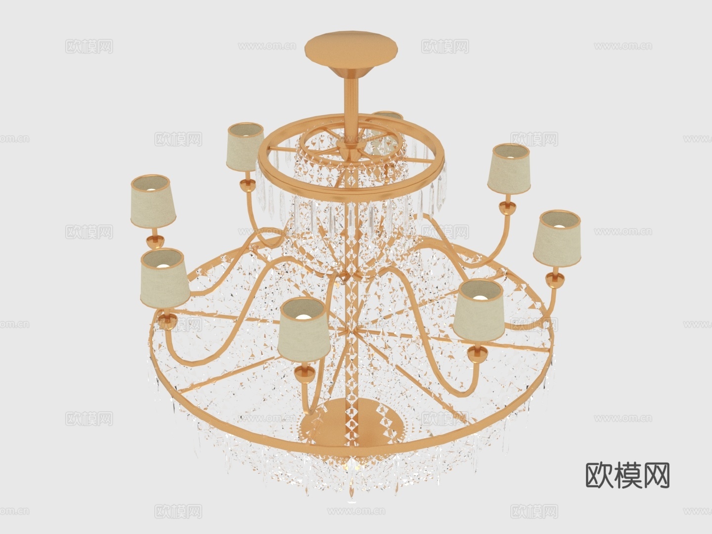 水晶吊灯 客厅灯具 豪华灯饰 多头吊灯 欧式吊灯3d模型下载（渲染图1）