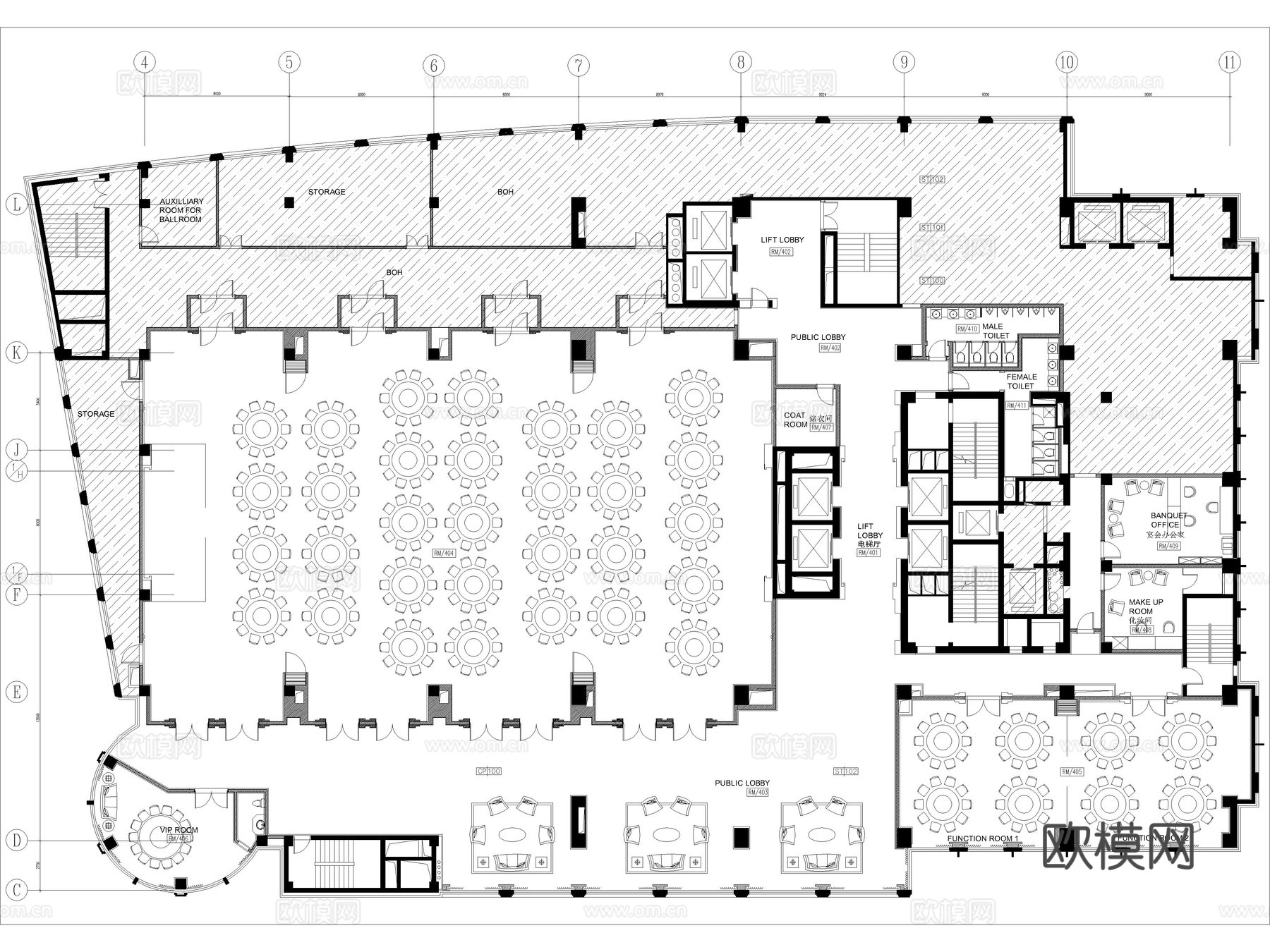 32套酒店宴会厅婚礼婚庆宴会厅中餐厅CAD施工图cad施工图