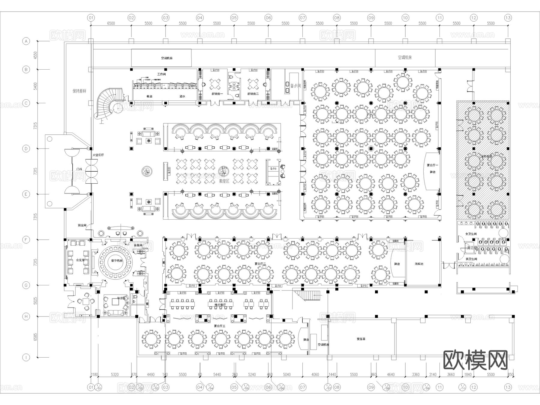 32套酒店宴会厅婚礼婚庆宴会厅中餐厅CAD施工图cad施工图