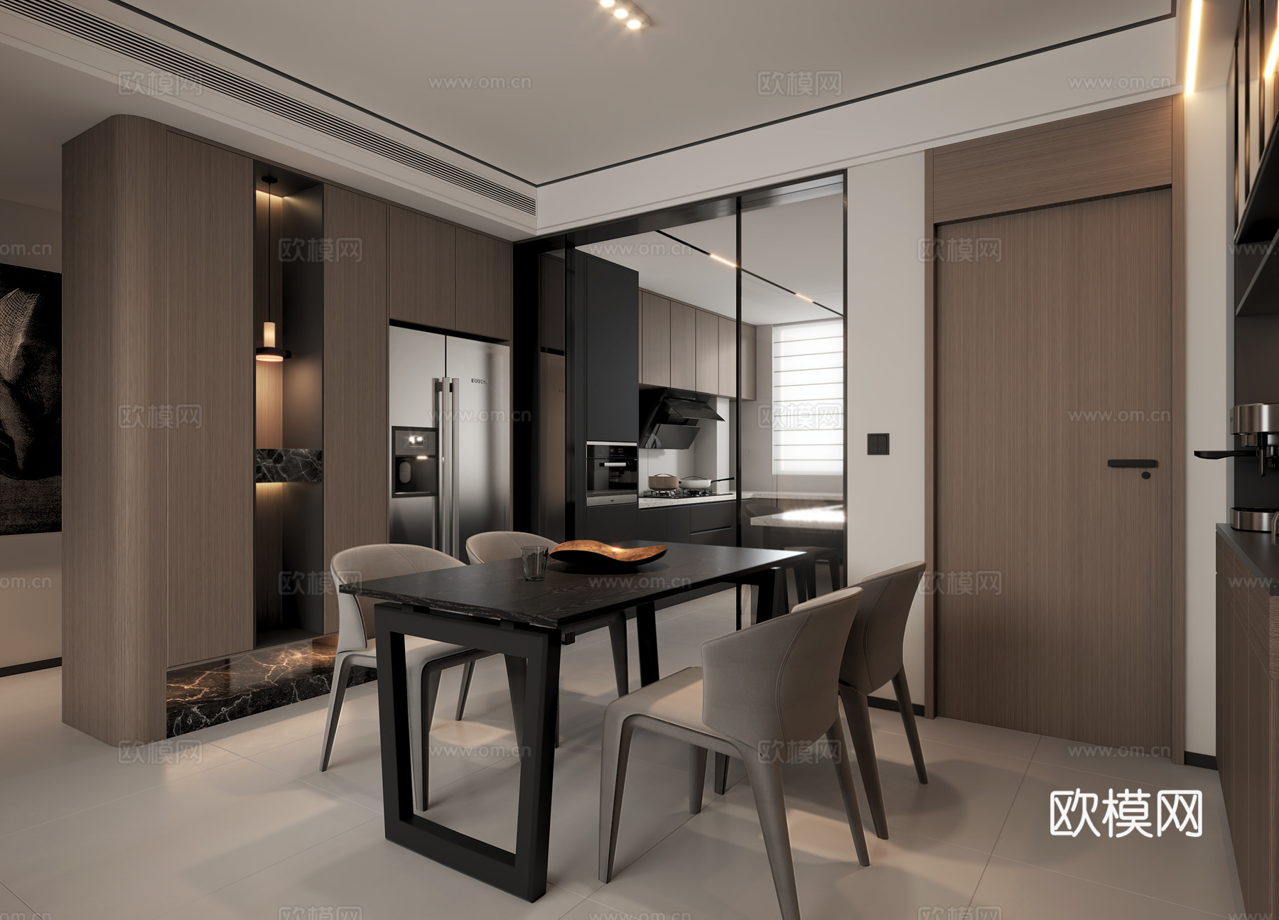 现代意式客餐厅3d模型下载（渲染图4）