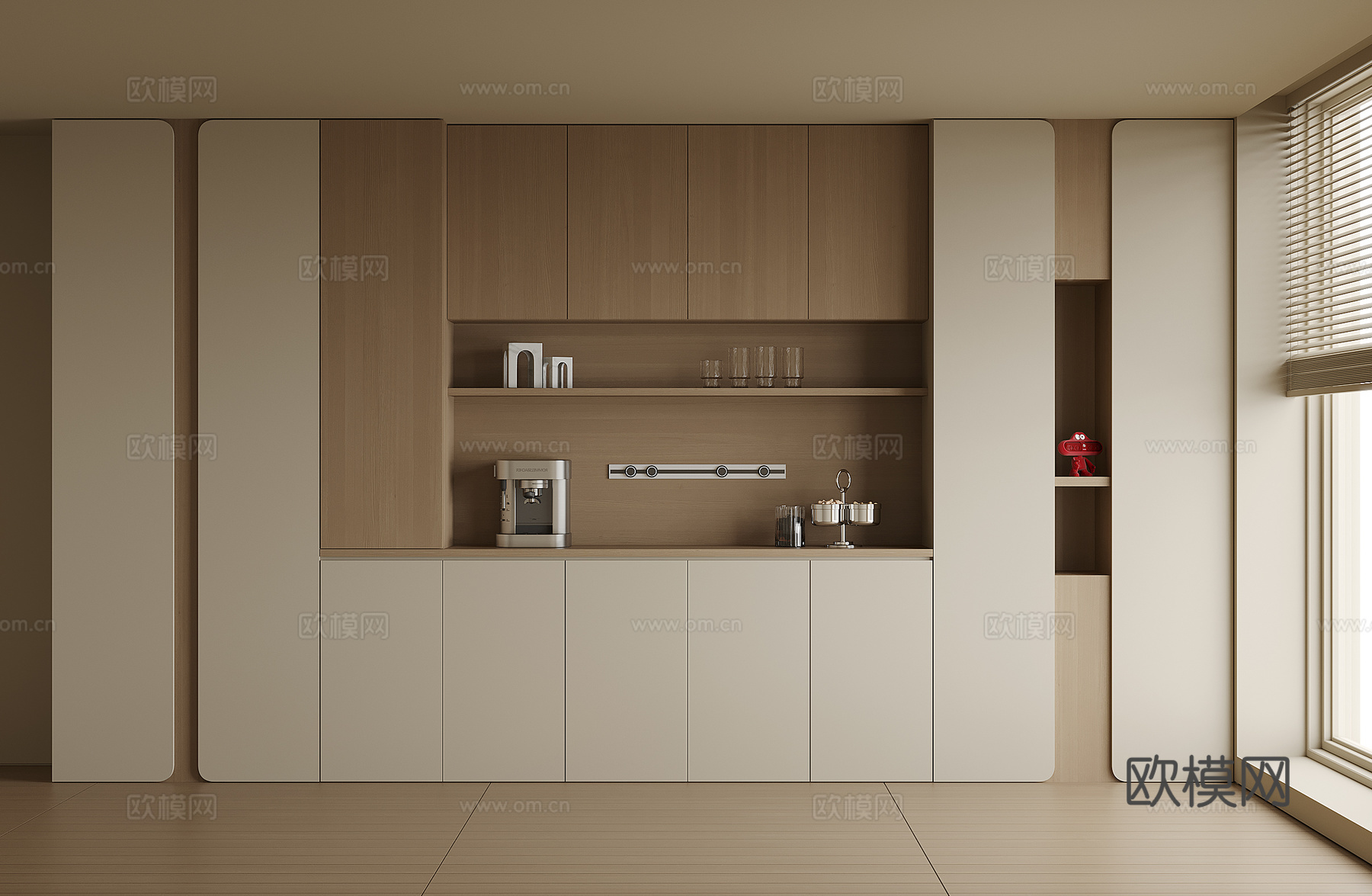 现代酒柜餐边柜su模型