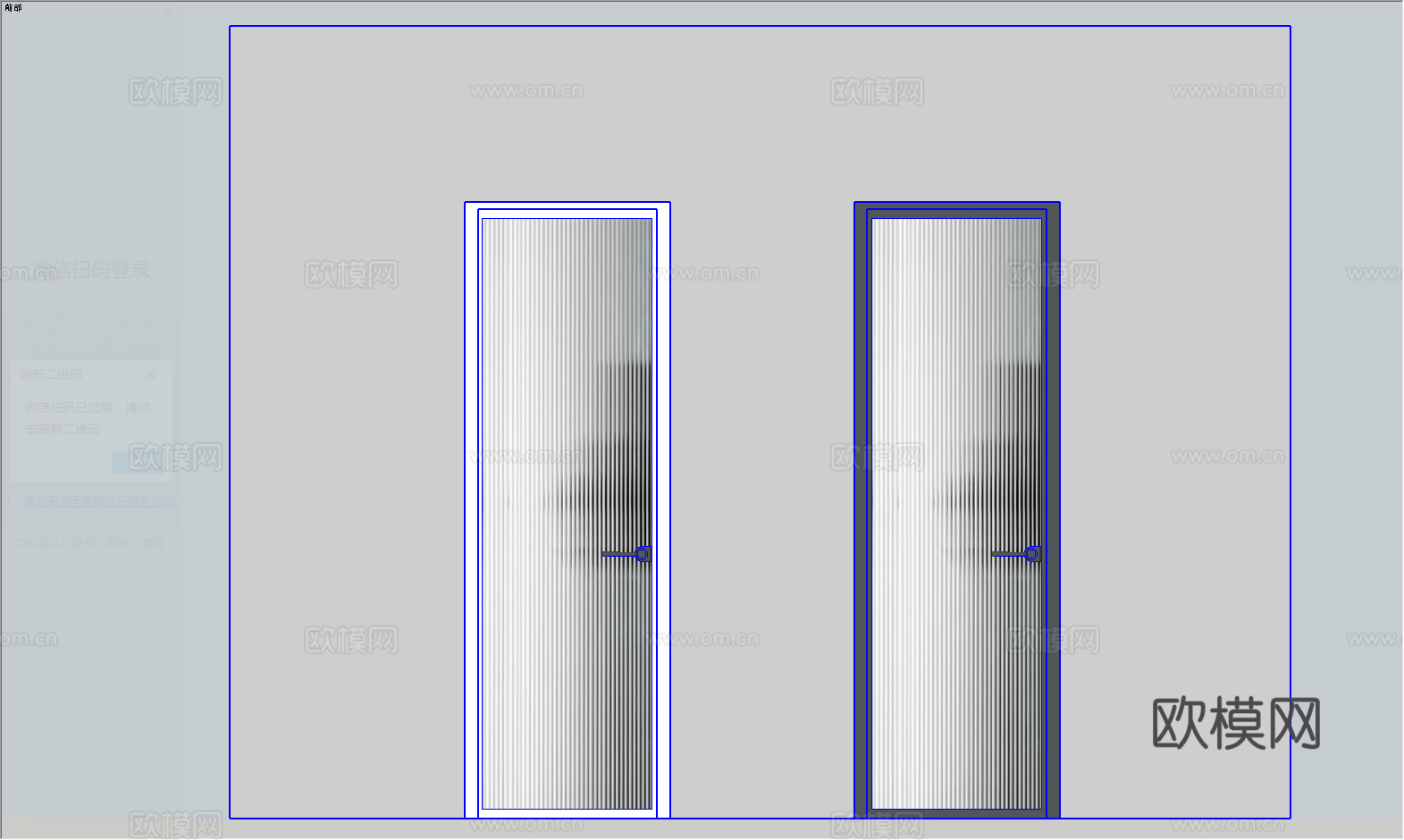 卫生间门 长虹玻璃平开门 黑白框su模型
