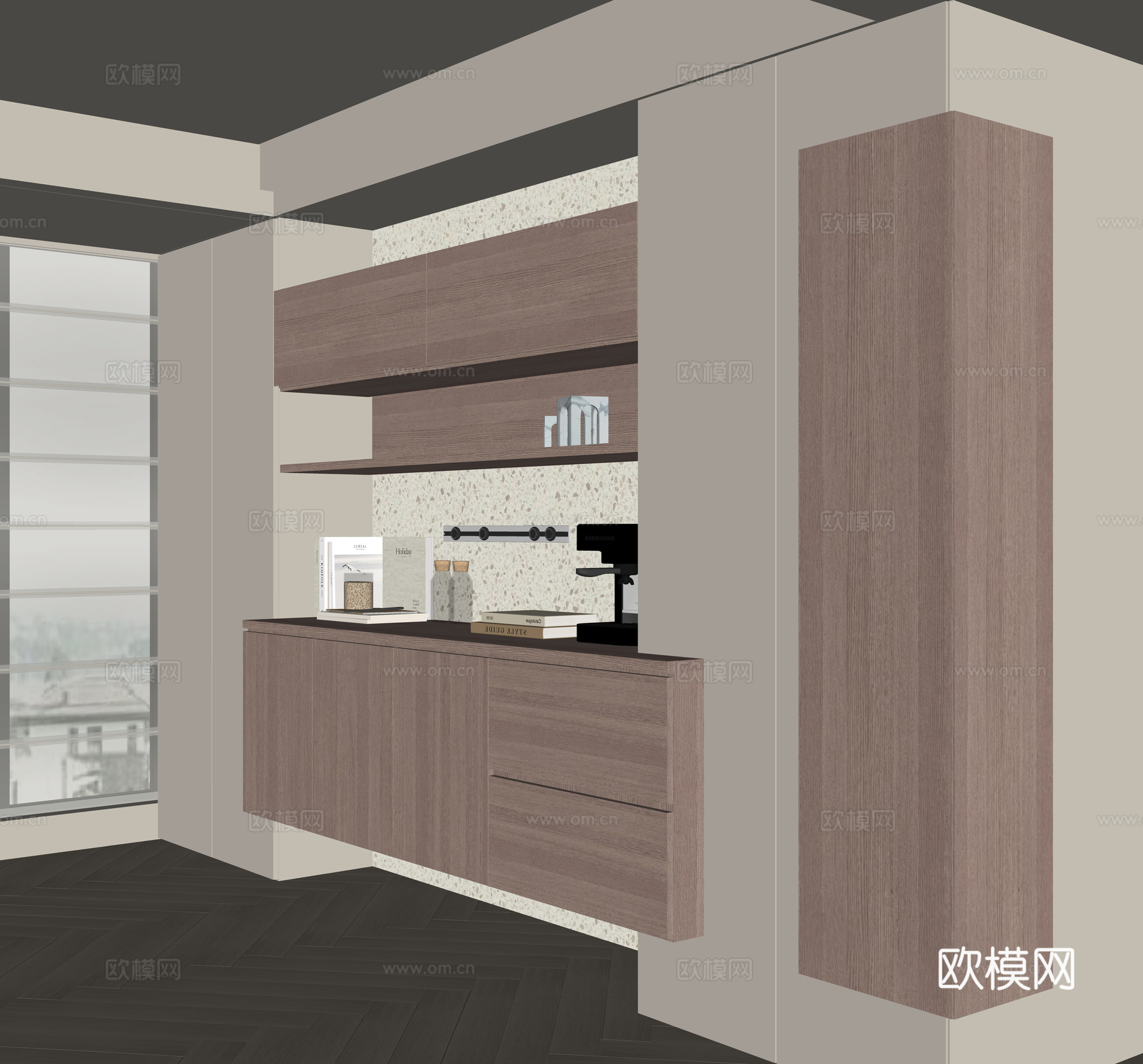 现代酒柜餐边柜su模型
