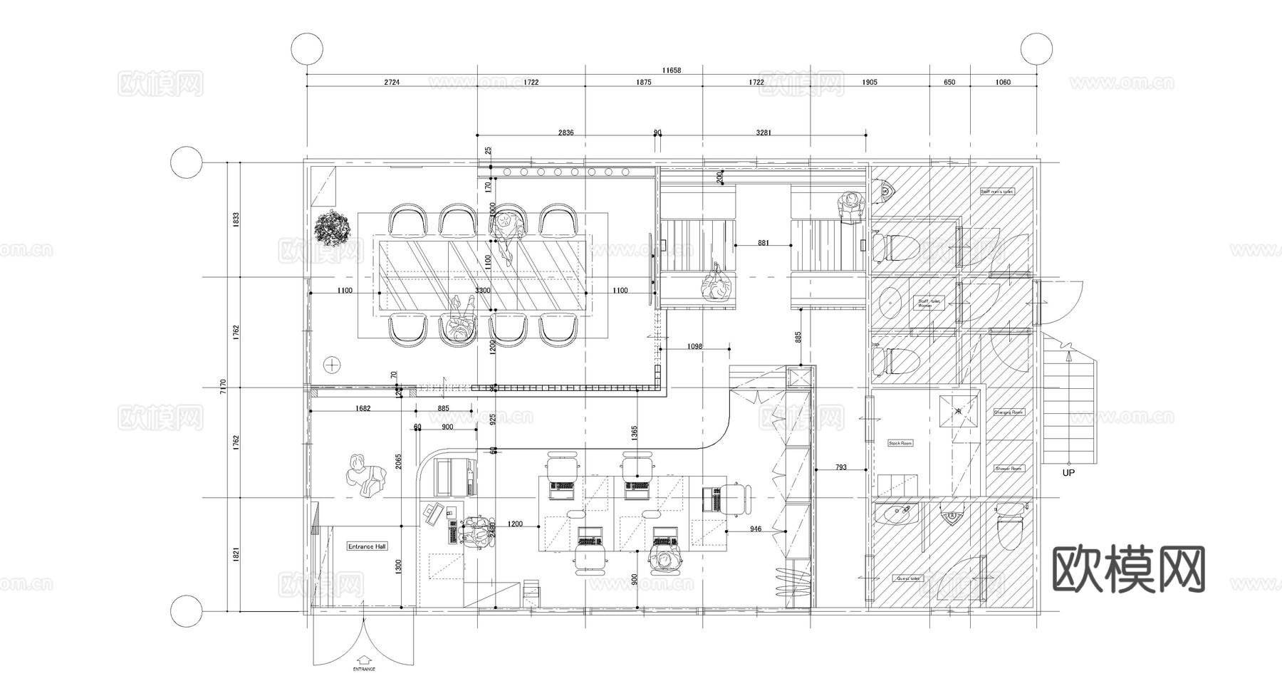 办公空间cad施工图