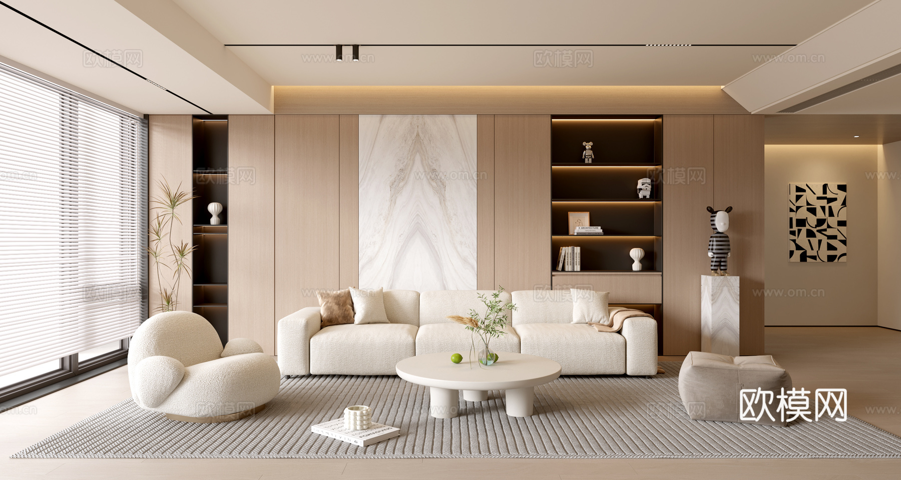 现代客厅 奶油客厅 沙发背景墙 客厅背景 沙发茶几组合su模型