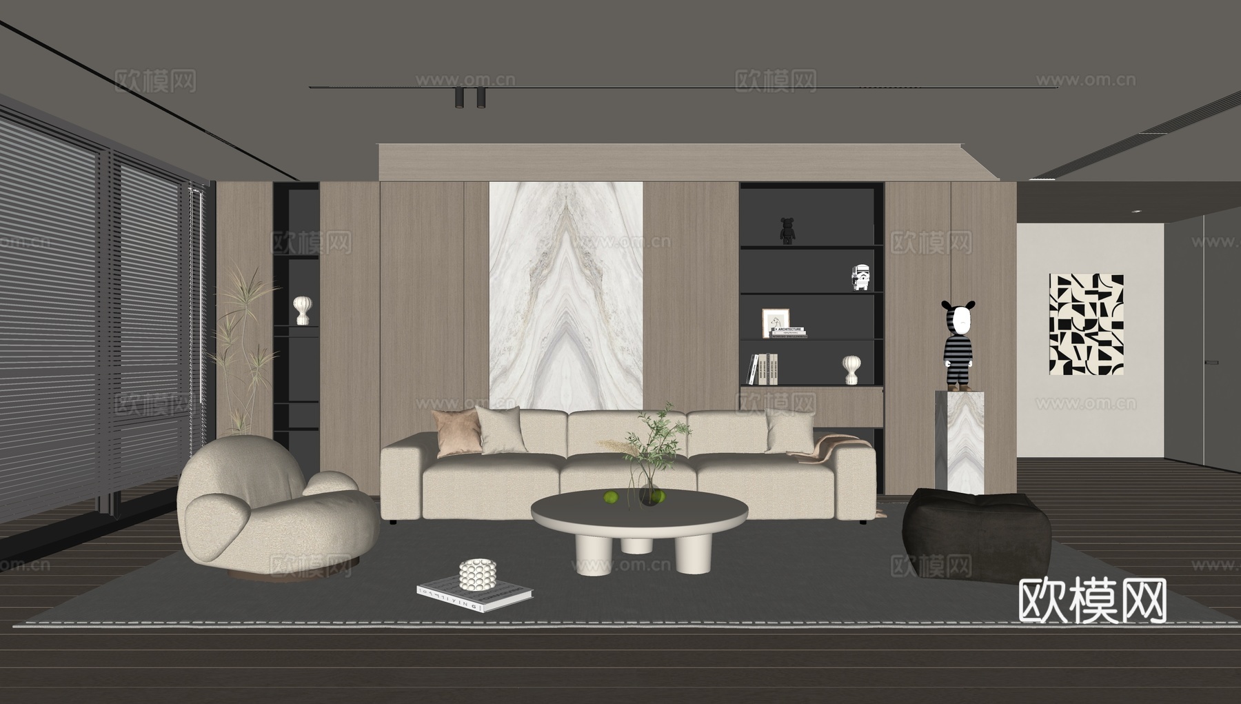 现代客厅 奶油客厅 沙发背景墙 客厅背景 沙发茶几组合su模型