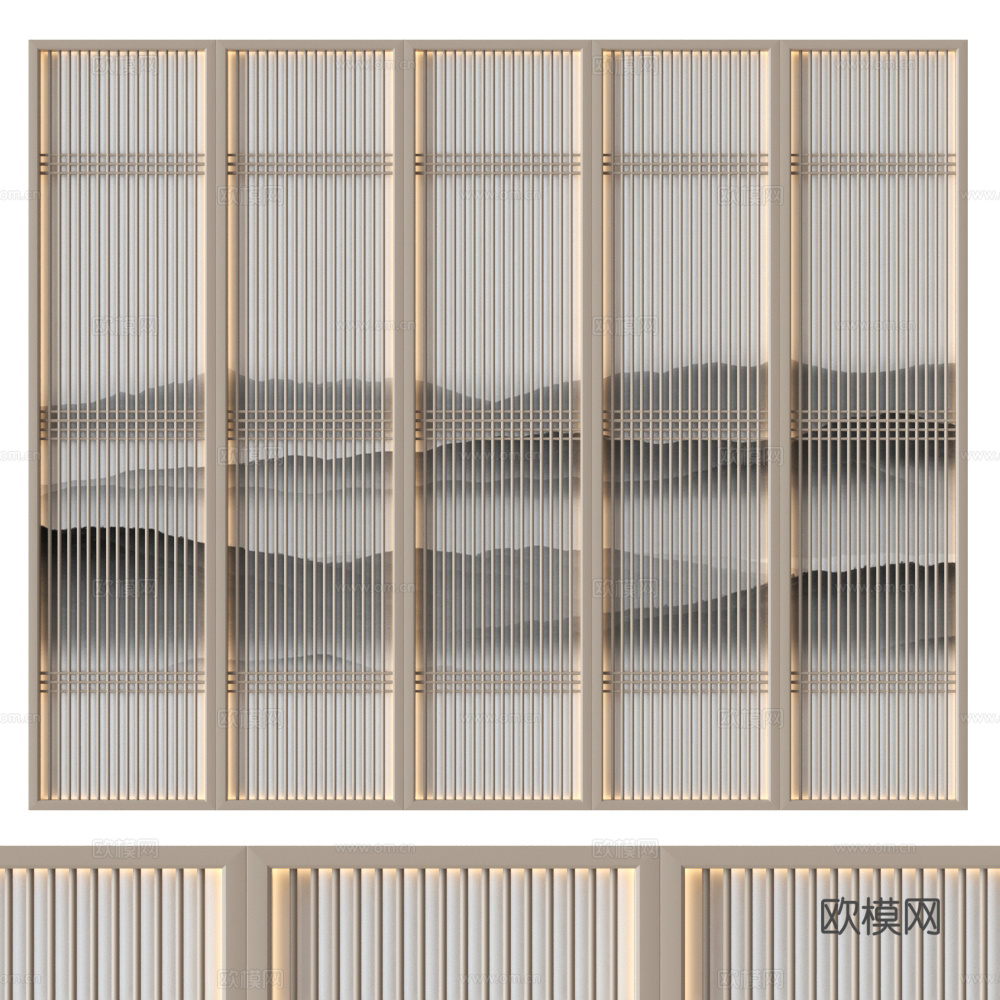 隔断 屏风 背景墙 中式窗格 窗花3d模型下载