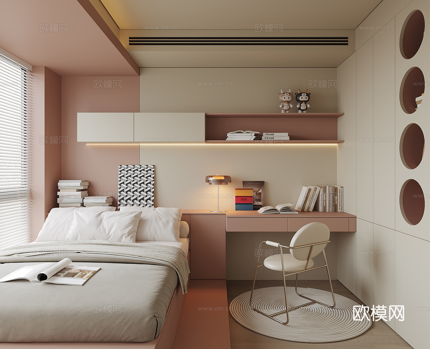现代榻榻米卧室su模型