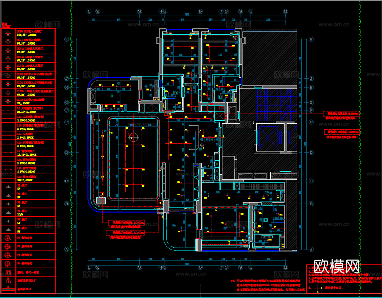 最新20套3居室洋房样板房精装修施工图纸cad施工图