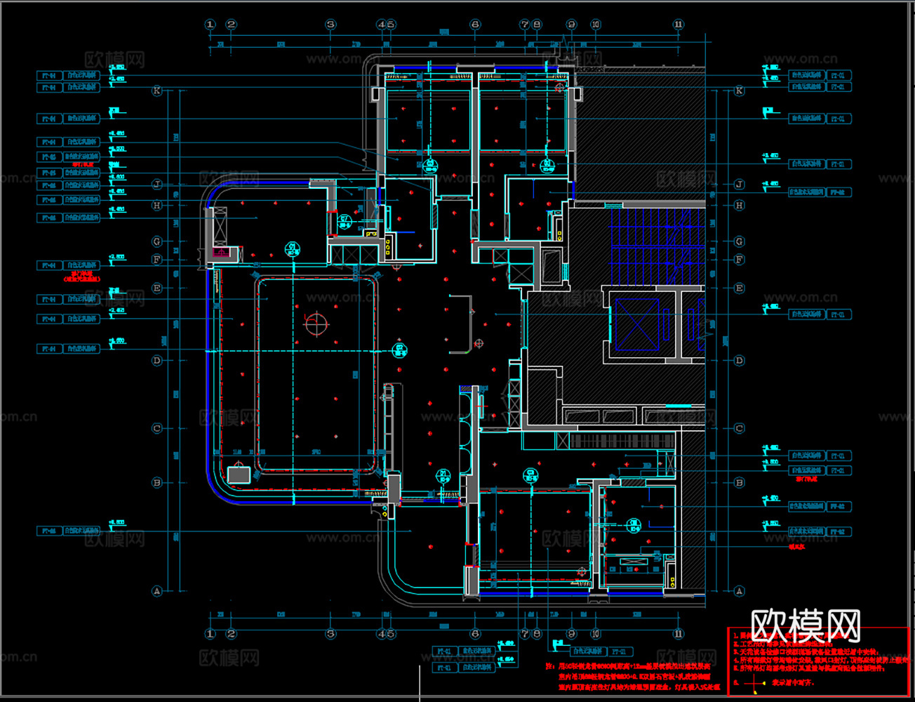 最新20套3居室洋房样板房精装修施工图纸cad施工图