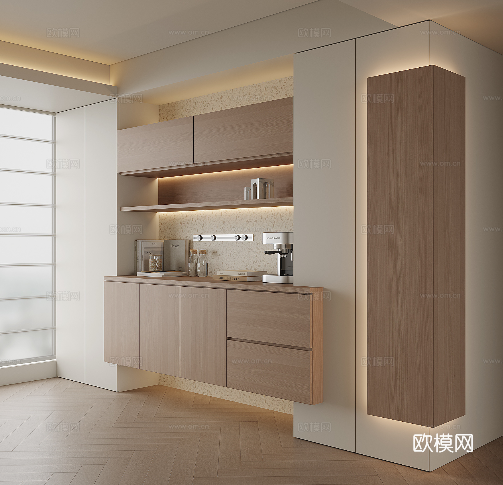 现代酒柜餐边柜su模型