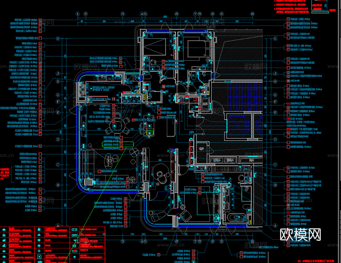 最新20套3居室洋房样板房精装修施工图纸cad施工图