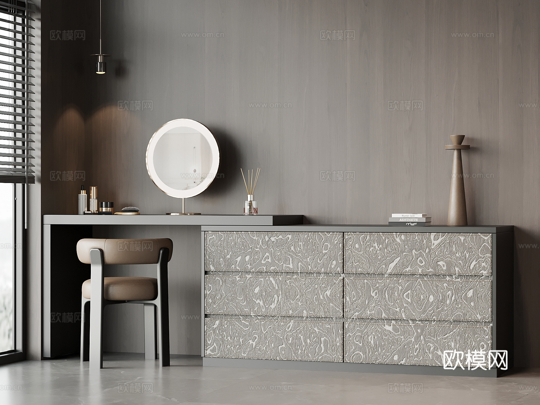 现代意式梳妆台su模型