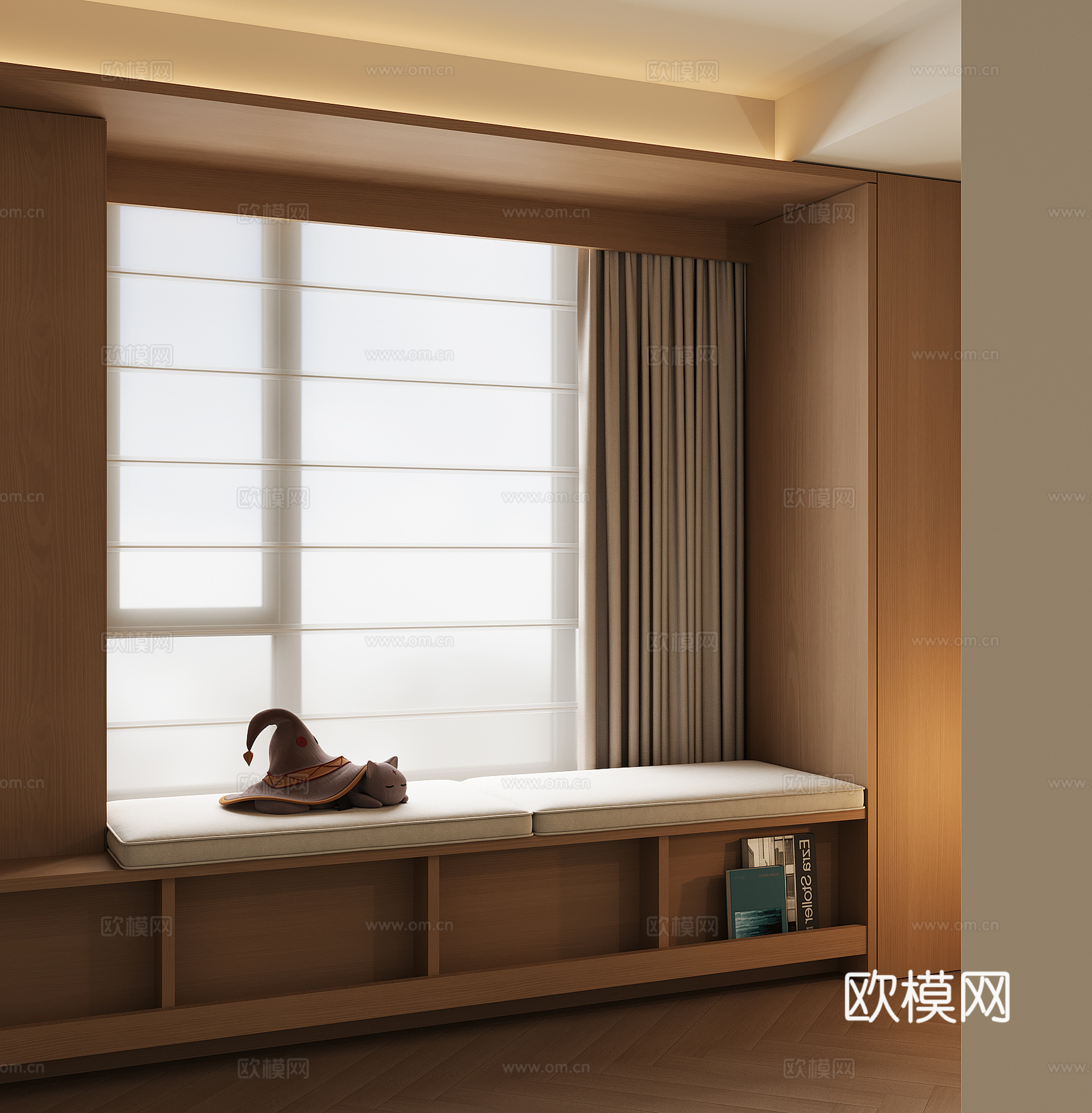 现代飘窗柜su模型