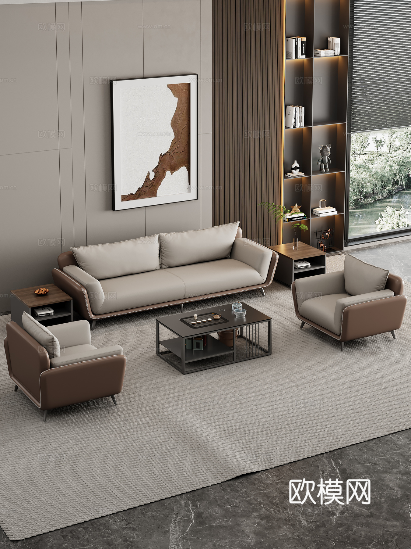 现代办公沙发 办公沙发茶几组合 办公室沙发 接待区沙发3d模型下载