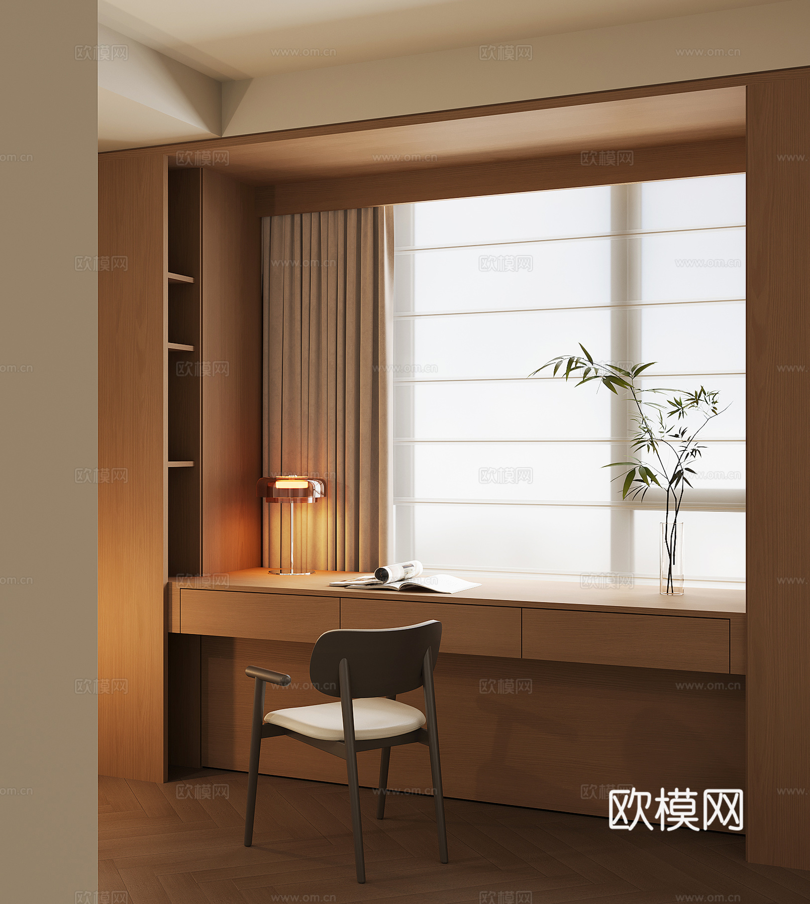 现代飘窗柜su模型