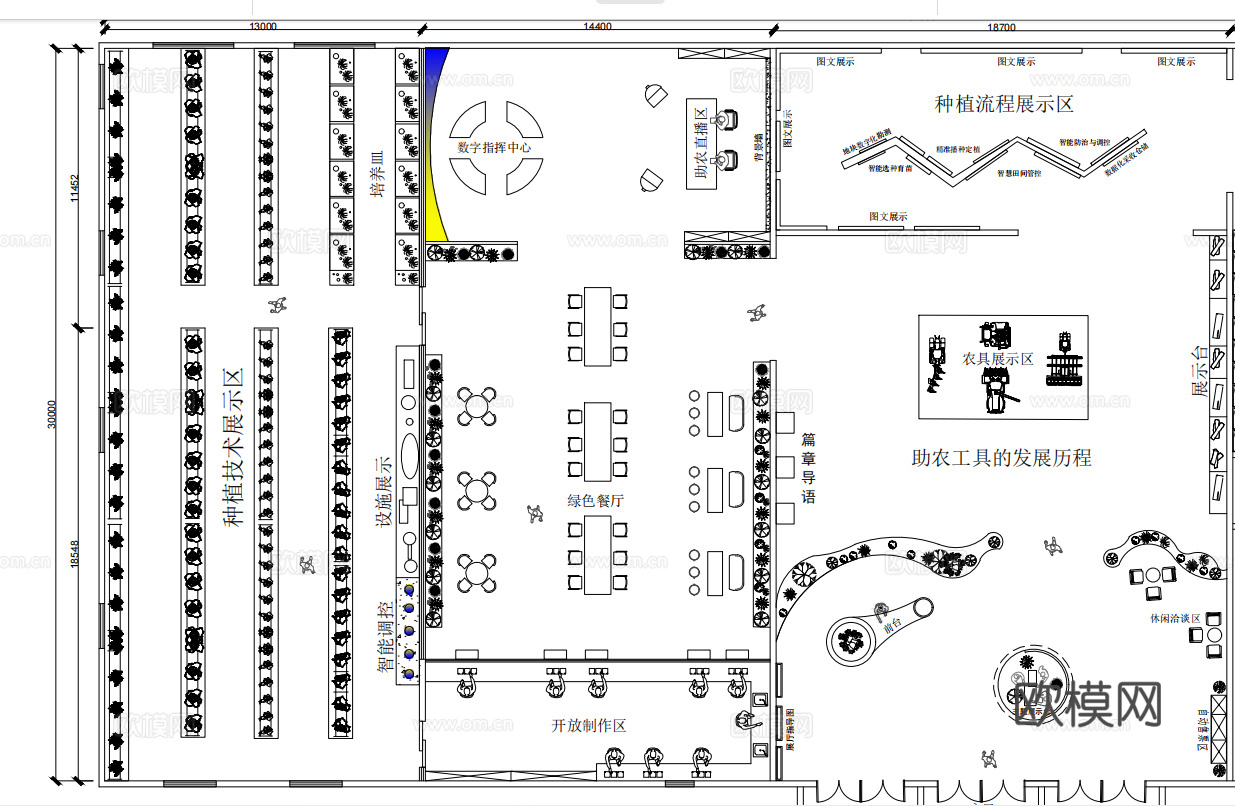 智慧农业助农展厅平面图cad施工图