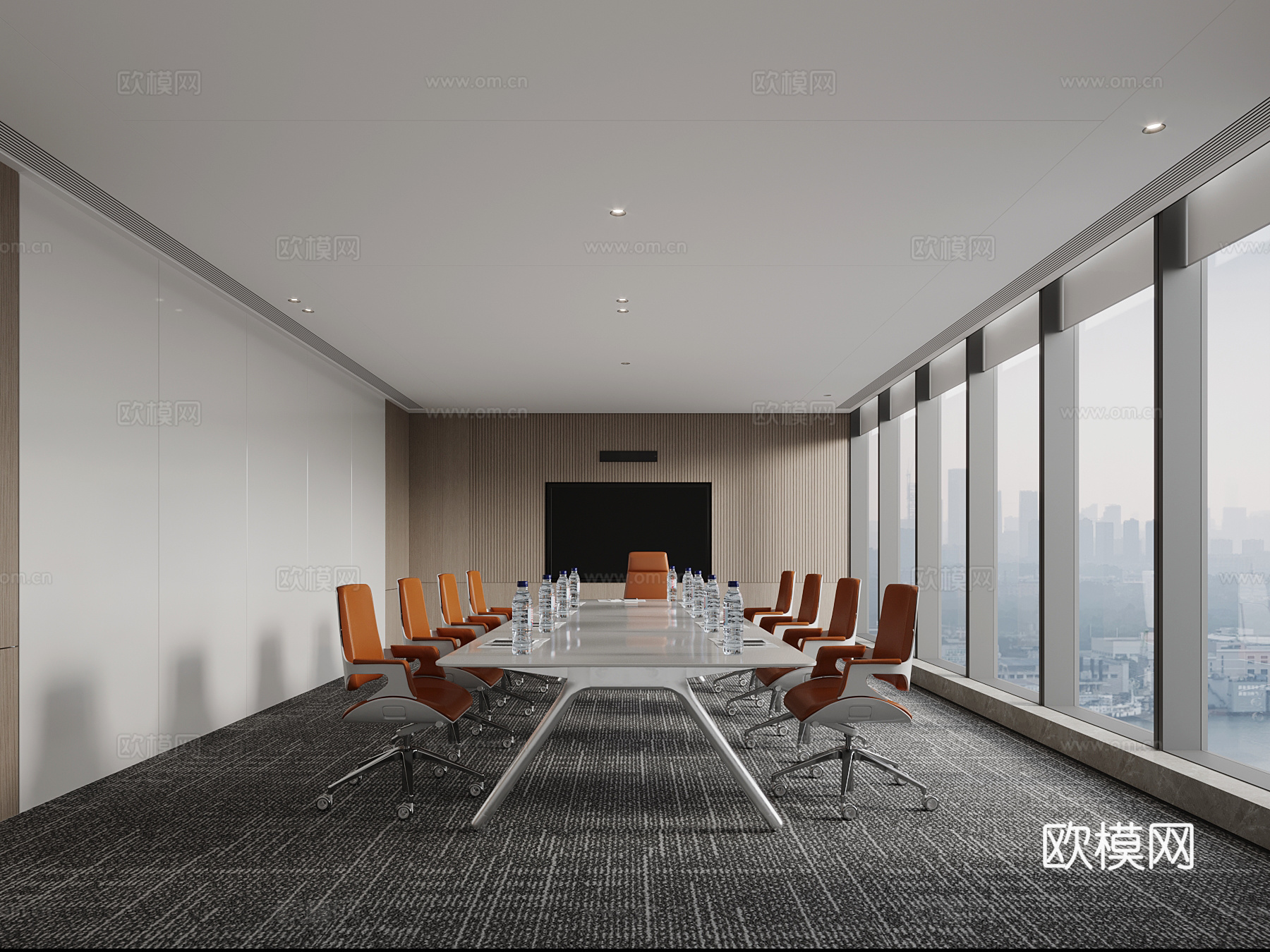 现代会议室 会议桌su模型
