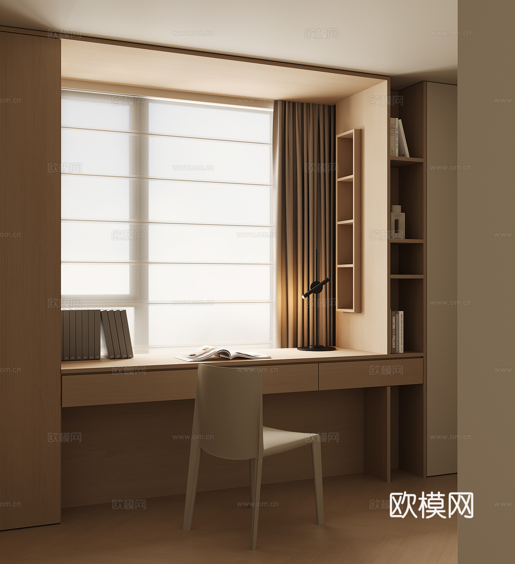 现代飘窗柜su模型