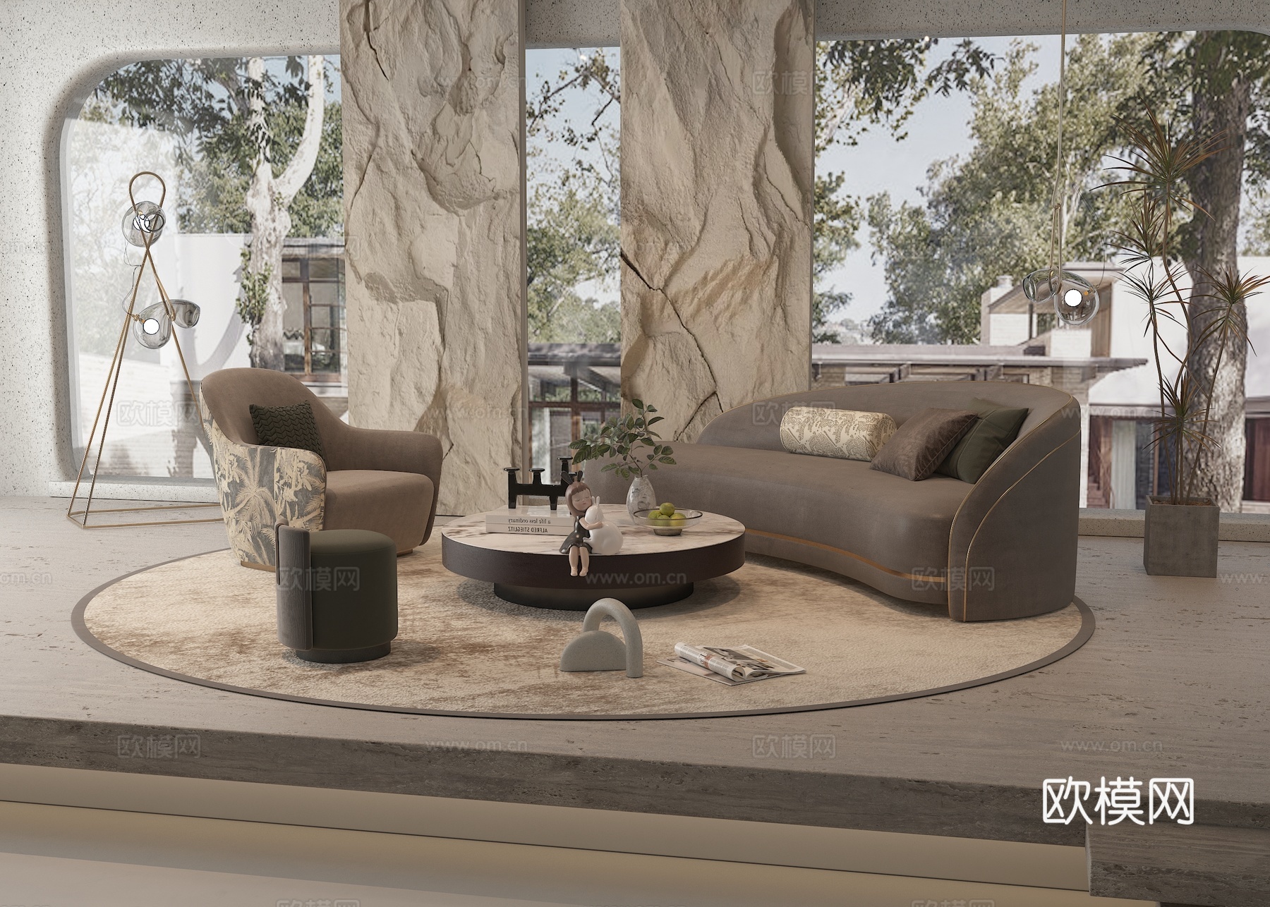 现代别墅客厅su模型