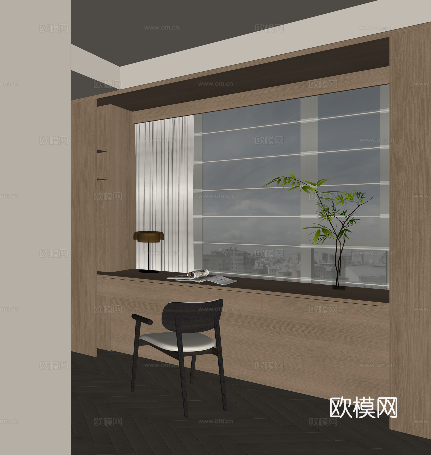 现代飘窗柜su模型