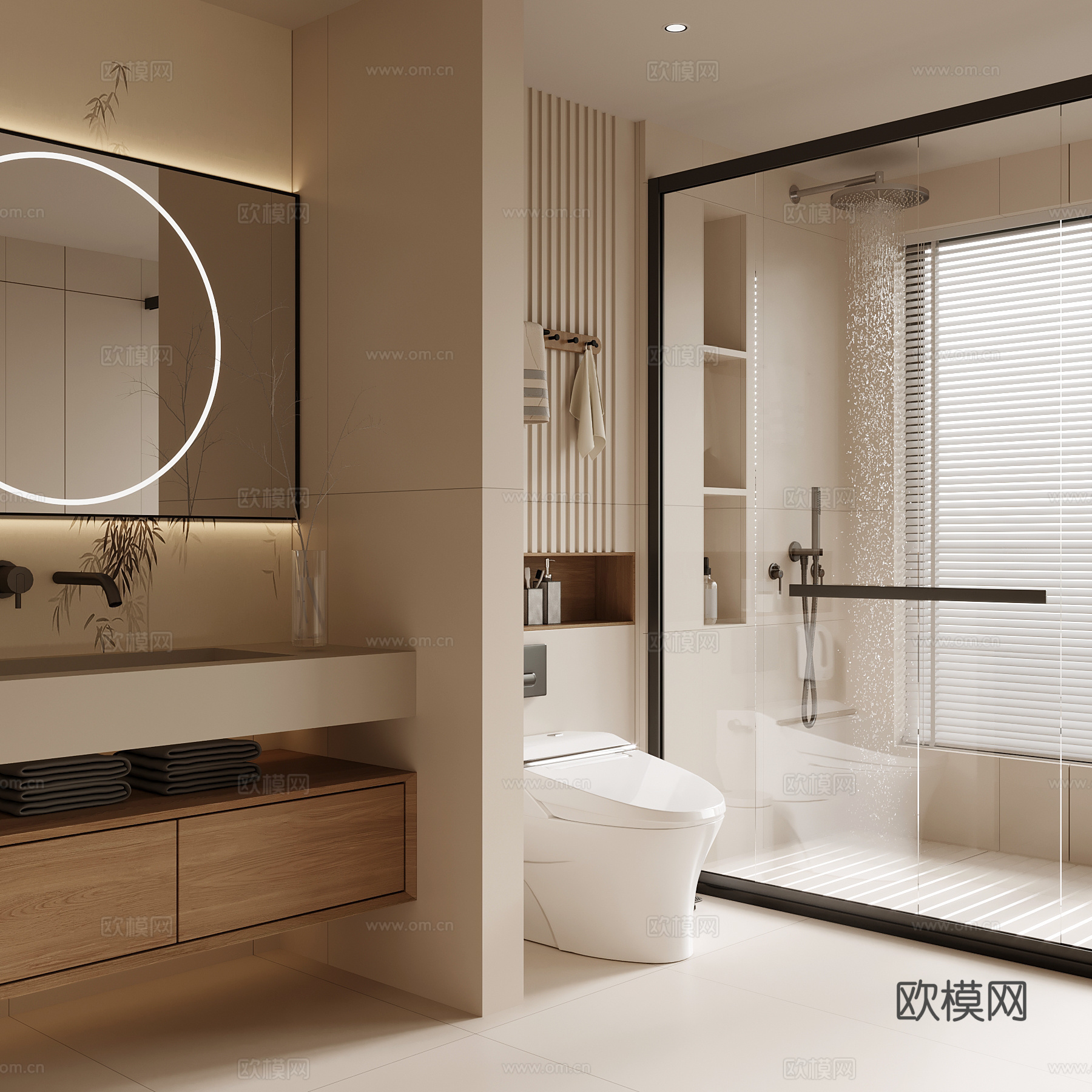 新中式卫生间su模型