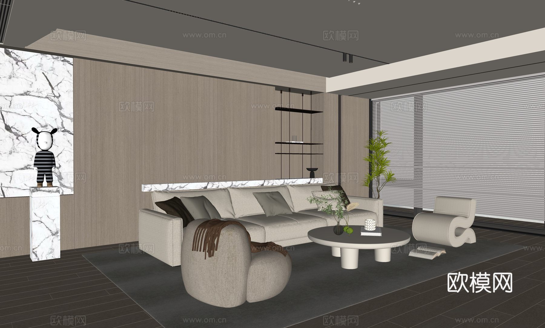 现代客厅 奶油客厅 沙发背景墙 客厅背景 沙发茶几组合su模型
